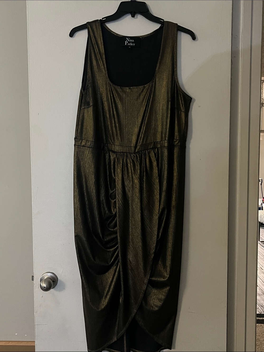 Nina Parker Metallic Black Sheath Dress